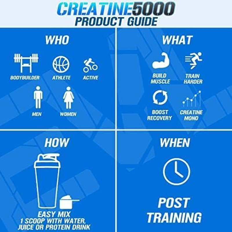 Evlution Nutrition Creatine 5000 - Supports Faster Recovery, Lean Muscle Growth & Performance - Pre & Post Workout Powder - 5000Mg Pure Creatine Monohydrate per Serving - 60 Servings - Unflavored