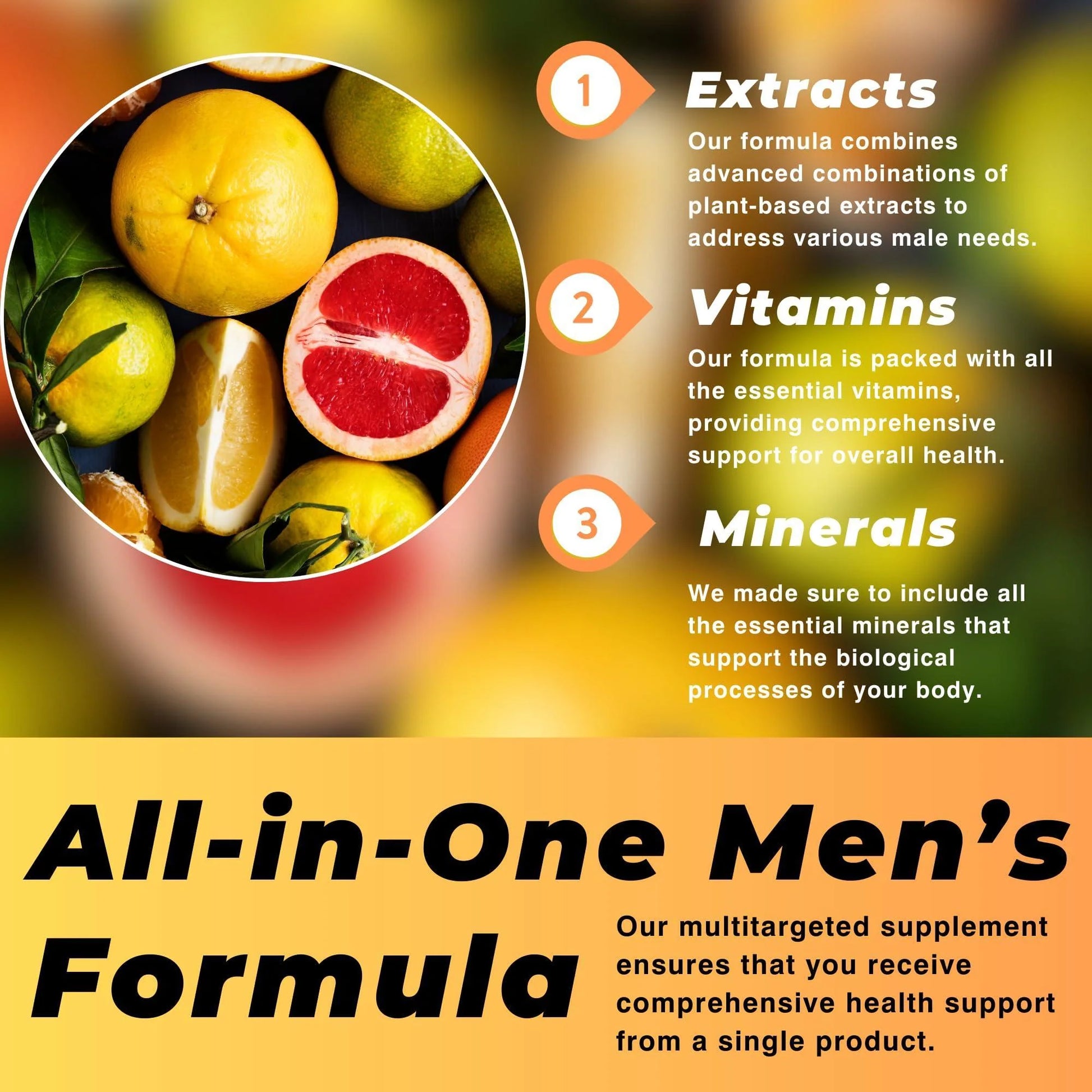 Men'S Multivitamin & Mineral Complex with Plant Based Extracts Multivitamin for Men Improves Overall Health Antioxidant & Natural Body Support 60 Capsules 30 Day Supply