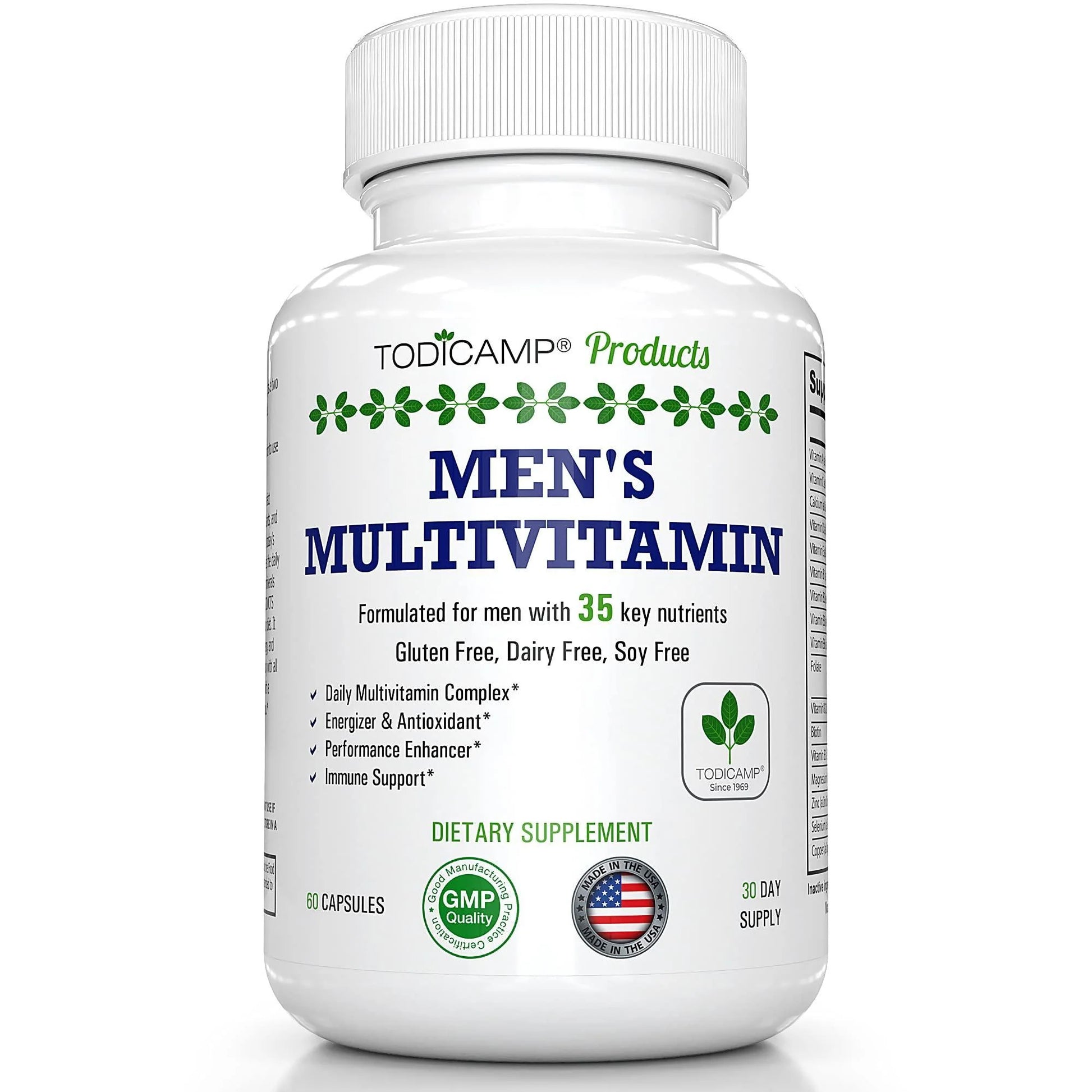 Men'S Multivitamin & Mineral Complex with Plant Based Extracts Multivitamin for Men Improves Overall Health Antioxidant & Natural Body Support 60 Capsules 30 Day Supply