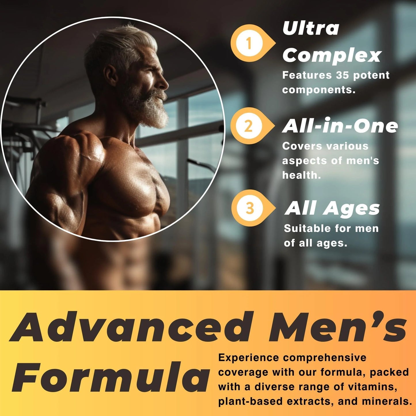 Men'S Multivitamin & Mineral Complex with Plant Based Extracts Multivitamin for Men Improves Overall Health Antioxidant & Natural Body Support 60 Capsules 30 Day Supply