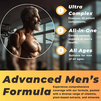 Men'S Multivitamin & Mineral Complex with Plant Based Extracts Multivitamin for Men Improves Overall Health Antioxidant & Natural Body Support 60 Capsules 30 Day Supply