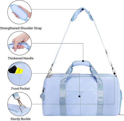 Gym Duffle Bag Dry Wet Separated Gym Bag Sport Duffle Bag Training Handbag Yoga Bag with Extra Drawstring Backpack for Man and Women (Blue-Upgrade) Large