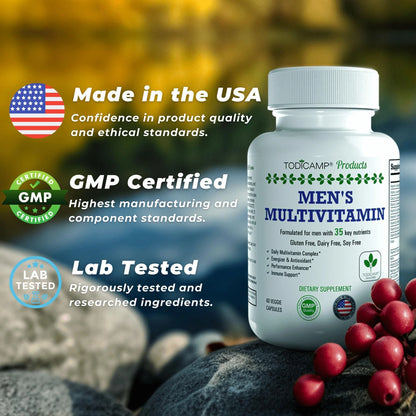 Men'S Multivitamin & Mineral Complex with Plant Based Extracts Multivitamin for Men Improves Overall Health Antioxidant & Natural Body Support 60 Capsules 30 Day Supply