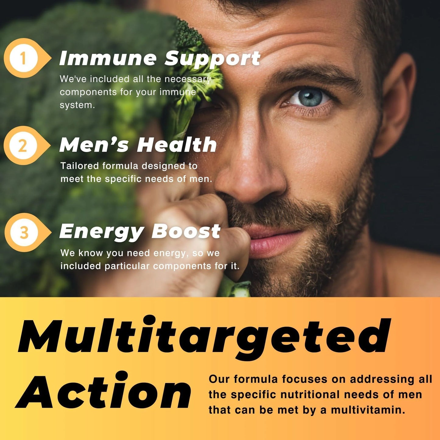 Men'S Multivitamin & Mineral Complex with Plant Based Extracts Multivitamin for Men Improves Overall Health Antioxidant & Natural Body Support 60 Capsules 30 Day Supply